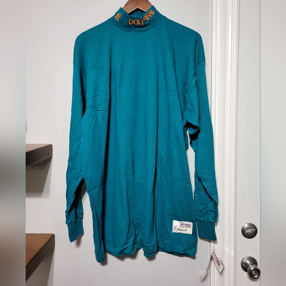NFL Pro Line Max It Miami Dolphins Vintage Turtleneck Long Sleeve Shirt Mens 2XL